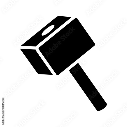 Solid Black Woodworking Mallet Hammer Silhouette Icon
