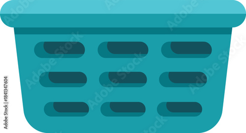 Empty plastic laundry basket with ventilation holes is waiting to be filled with dirty clothes