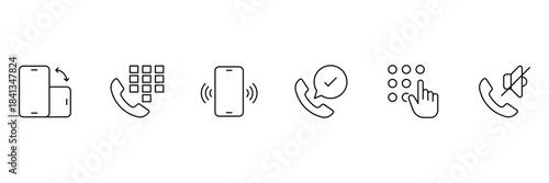 Phone line icon set. Contact icons set. Tele communication or communication symbol. Containing contact, calling, communication, call, message, smartphone, and more. Vector illustration.