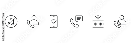 Phone line icon set. Contact icons set. Tele communication or communication symbol. Vector illustration.