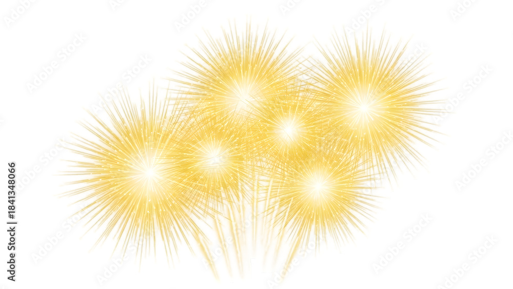 Fototapeta premium Yellow dandelion flowers isolated on transparent background with bright sunny lighting