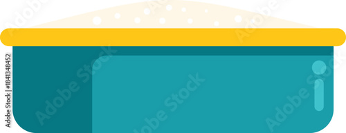 Blue rectangular inflatable sandbox filled with sand, a fun and safe play area for children, isolated on a white background