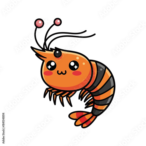 set 4 shelled animal popular kawaii illustration tiger prawn