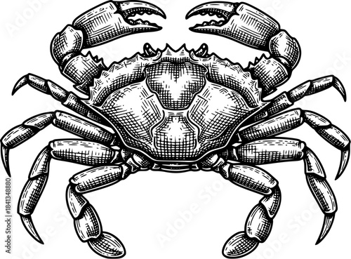 detailed crab line art illustration for seafood branding and coastal themed designs