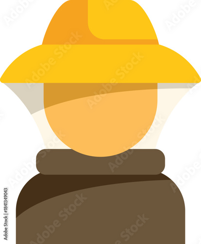 Beekeeper wearing protective hat and clothing is working with bees in apiary