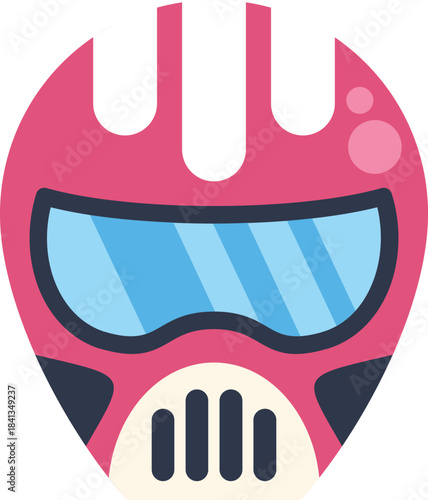 Pink helmet with visor presenting modern protection design for extreme sports