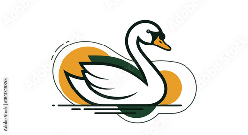 Elegant swan illustration against white background suitable for design