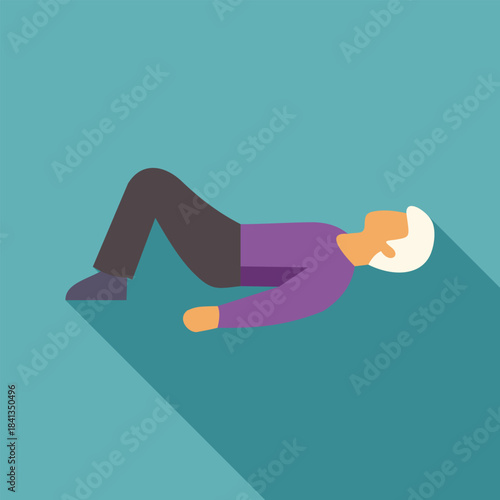 Elderly man exercising his glutes with a bridge on a mat