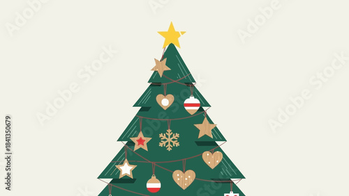 Christmas Tree: A beautifully adorned Christmas tree, radiant with festive ornaments and illuminated by shimmering lights. Perfect for evoking the joy and traditions of the holiday season.