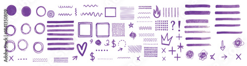 Abstract Grunge Texture Collection, Messy Sketchbook Elements for Design.