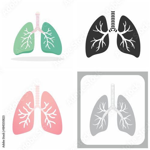 Download medical illustrations of lungs in various colors showcasing anatomical representation for health and medicine
