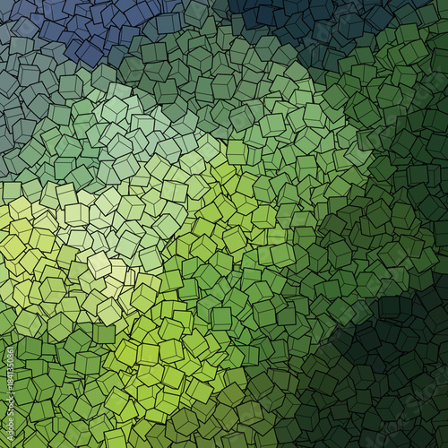 Abstract vector background. Geometric figures. Blue-green cubes. eps 10