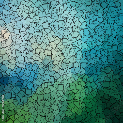 Blue and green cubes. Vector illustration for your graphic design. Vector illustration for your graphic design. eps 10