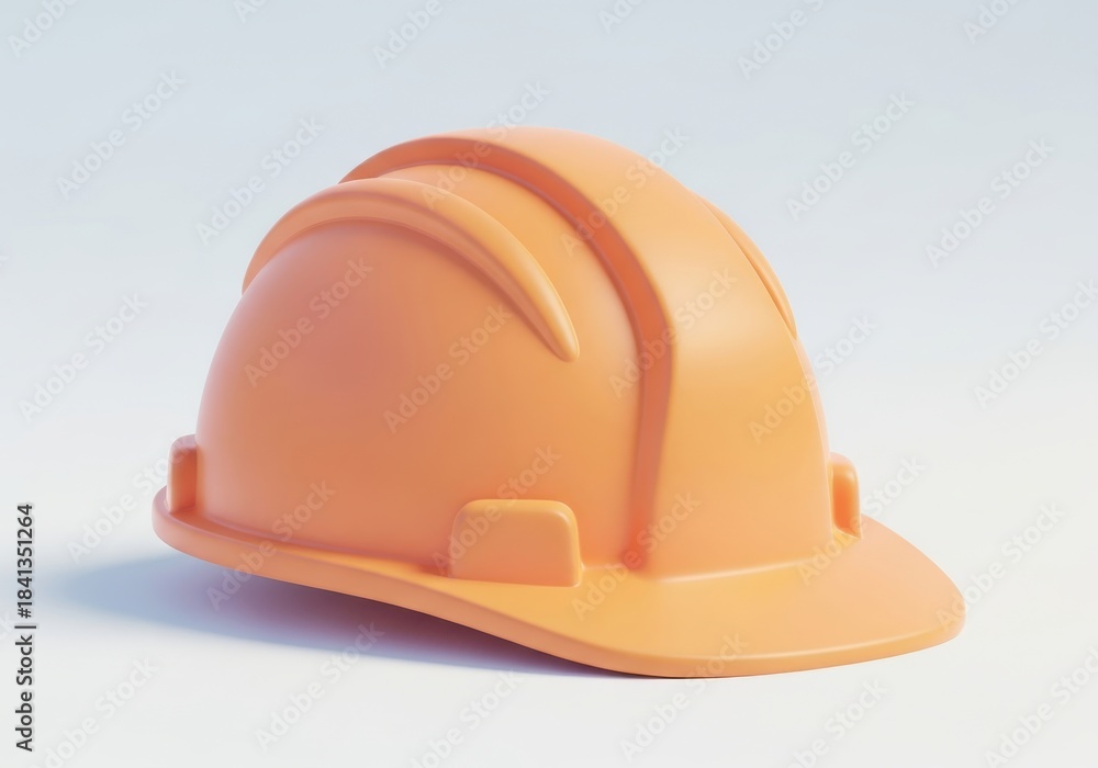 Fototapeta premium Orange protective headgear rests against a muted light background
