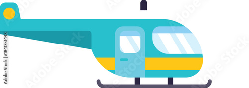 Simple icon of a blue helicopter hovering with skids extended, in a flat vector style