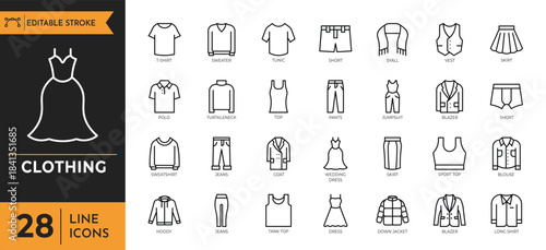 Clothing icon set. Vector illustration