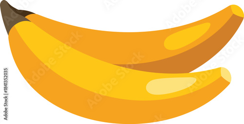 Two ripe bananas creating a smiling face with yellow peel and brown tip