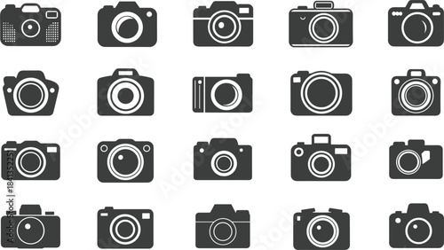 Assortment of Black Silhouette Camera Icons photography vector