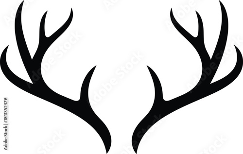 Minimalist Deer Antlers Silhouette Vector on White Background