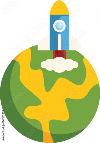 Spaceship taking off from earth, symbolizing space exploration and new frontiers