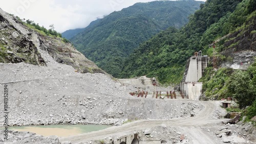 Reinforced Concrete Dam Foundation with Steel Rebar Bars