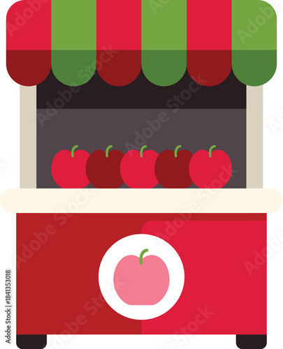 Red apple stand displaying ripe red apples at the farmers market