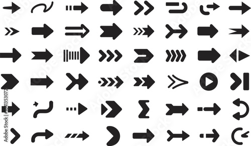 Extensive collection of black arrow icons in various styles symbol direction