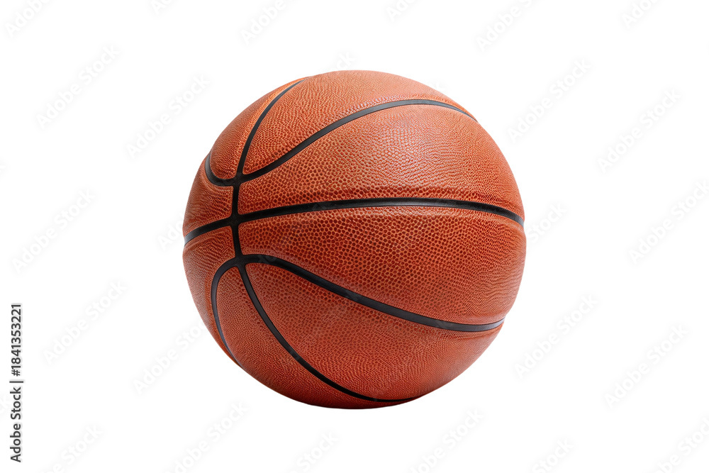 Fototapeta premium A brown basketball with black stripes for sports activities