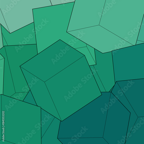 Geometric background from green cubes. polygonal style. Vector template. eps 10