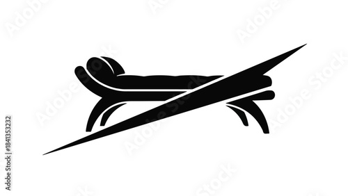 Modern minimalist chaise lounge abstract design element sleek furniture black and white illustration for interior design advertising branding