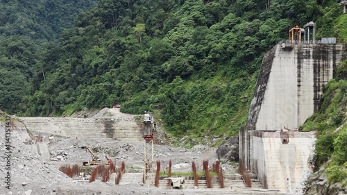Hydropower Dam Construction Site in Nepal Himalayas 4K