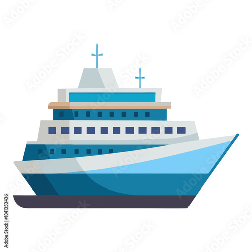Modern Cruise Ship Flat Vector Illustration