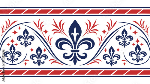 Elegant vector illustration of a regal fleur-de-lis ornamental border for classic design projects