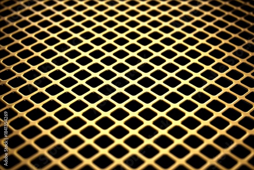Grid pattern on a metallic surface with golden hue