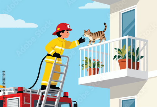 Firefighter rescues cat from balcony (1)