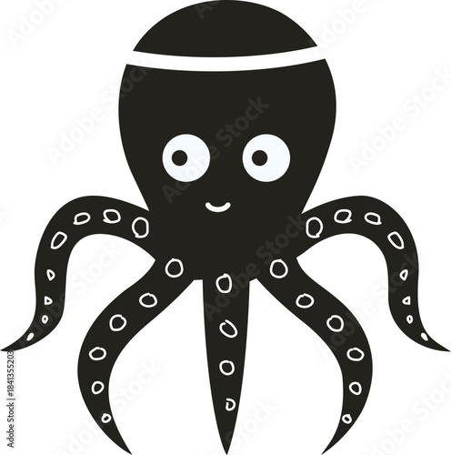 Cute black octopus cartoon vector images & illustrations