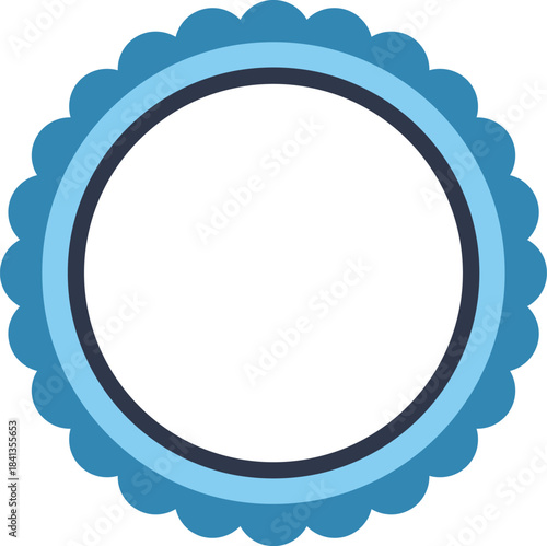 Simple blue empty circular frame with copy space, ideal for logos, stickers, labels, and other graphic design purposes