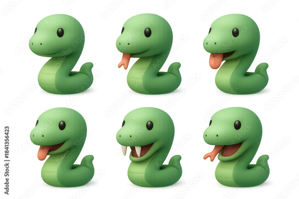 Fototapeta premium Cute cartoon snake icons for design and decoration