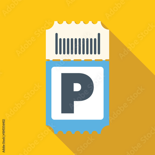 Parking ticket icon representing access to paid parking area with barcode for identification