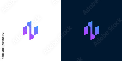Abstract geometric logo design with gradient effect, representing innovation and modern technology