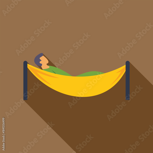 Man relaxing lying in hammock outdoors taking a break