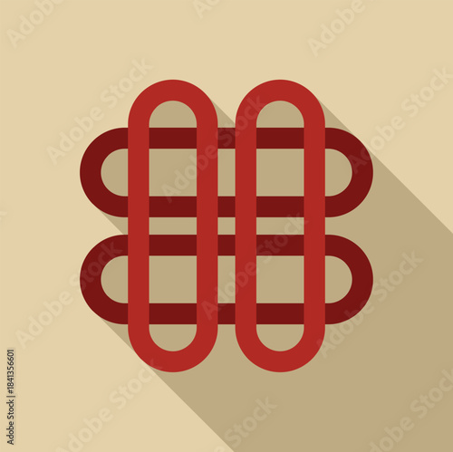 Red heating pipes overlapping, symbolizing warmth and efficient heating during winter