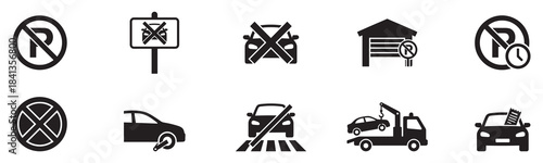 No parking signs icon. No parking sign prohibition traffic rules concept. Vector Illustration. 