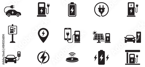 Car charging point icon. Electric plug symbol. Electricity sign. Electric car icon.	
