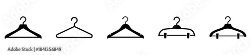Clothes hanger icon. Set of clothes hanger vector icons. Hanger for cloakroom or closet. Hang for coat, shirt or suit. Clothes hanger silhouette collection. Vector illustration. Vector Graphic. EPS 10