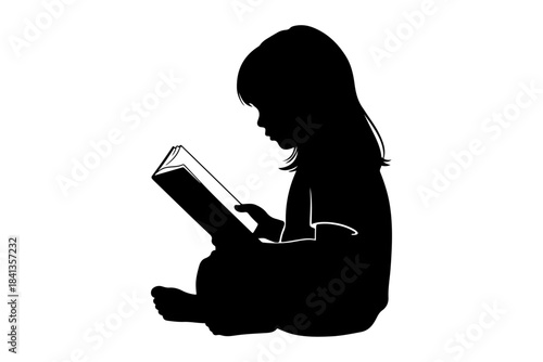 A captivating silhouette of a young child engrossed in reading, symbolizing early education, curiosity, and the journey of discovery through books