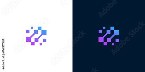 Abstract Digital Network Connection Technology Logo Design