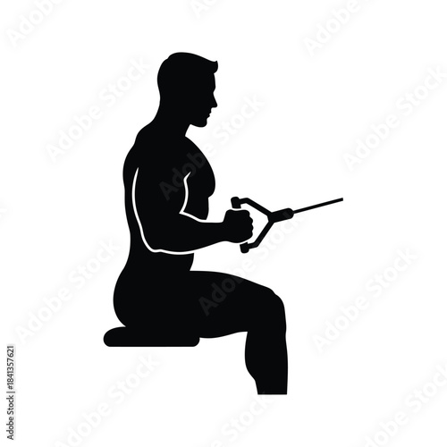 Man doing seated row exercise