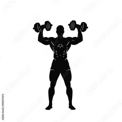 Man lifting dumbbells silhouette