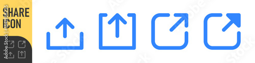 Export, share icon arrow symbol, external link icon open in new window or tab symbol. links sharing icons in line, outline, and solid styles